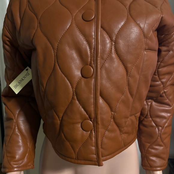 NWT BLANKNYC Faux Leather Quilted Brown Jacket - Picture 7 of 11